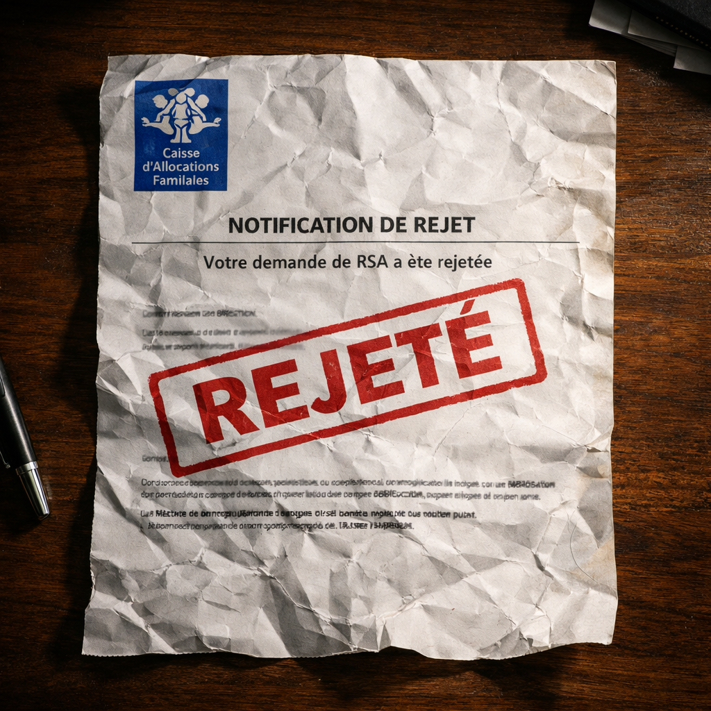 Courrier de rejet administratif avec tampon REJETÉ